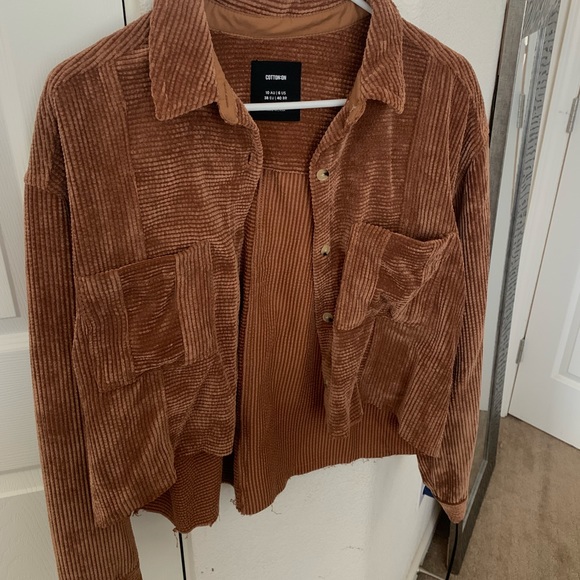 Cotton On Cropped brown corduroy shacket, raw hem - Picture 3 of 3